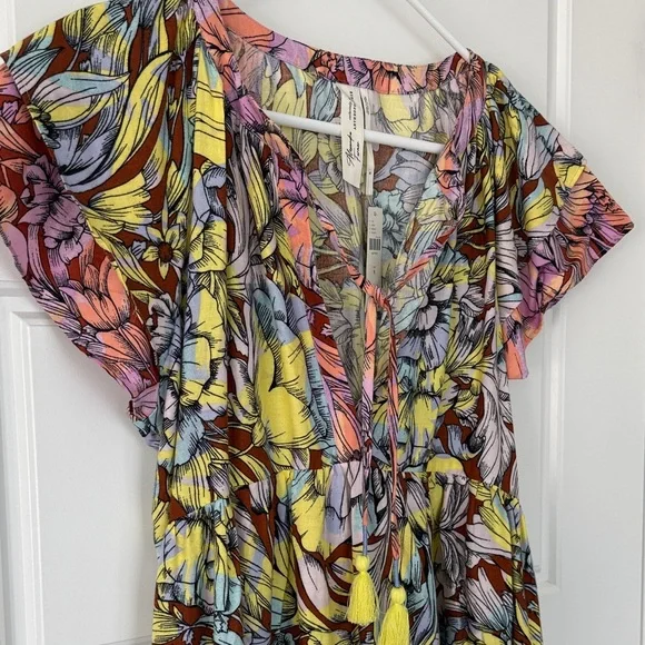 Anthropologie Colorful Floral Mini Dress - Picture 2 of 8